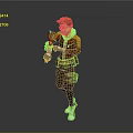 Brave Character With Mechanical Arm And Playful Creature In Brown Coat Attire