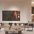 Spacious Duplex Living Room With Curved Sofa Large Windows And Round Rug