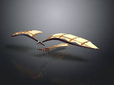 Golden Dark Winged Flying Model With Double Wings And Skeleton Structure 3d model