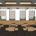 New Chinese Chess Room Chinese Go Chess Board Chess Room Go Classroom Chess Table and Chair Activity Center 3d model