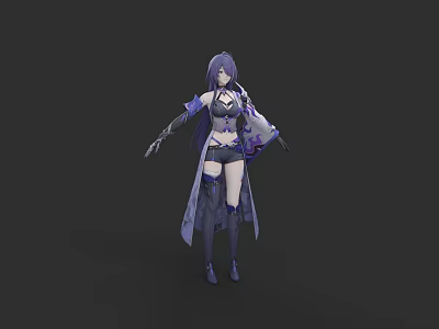 Game and Movie Character With Purple Hair And Elegant Fantasy Combat Outfit Design 3d model