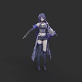 Game and Movie Character With Purple Hair And Elegant Fantasy Combat Outfit Design