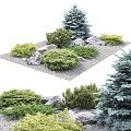 Modern landscape sketch outdoor stone green plant 3d model