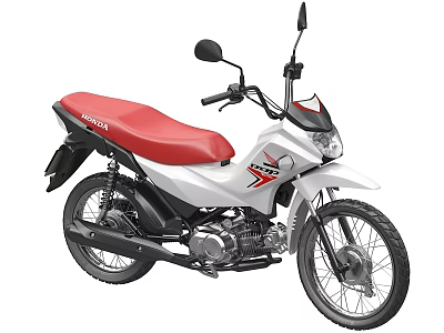 Honda Red And White Motorcycle With Red Seat And Stylish Design 3d model