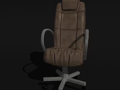 Comfortable Office Chair With Brown Padded Backrest White Armrests And Five Star Base 3d model