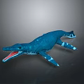 Blue Prehistoric Marine Reptile With Long Snout Sharp Teeth And Streamlined Flippers