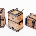 Three Vintage Wooden Boxes With Retro Design Natural Texture And Metal Straps