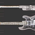 Red Electric Guitar Instrument Front And Back View With Shiny Finish And Wooden Neck Design