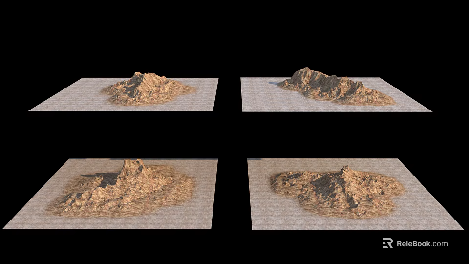 Sand Mountain Landscape Models Showcasing Natural Terrain from Different Angles 3d model 