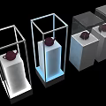 Modern Retail Display Cabinets with Electronic Items and a Woman Viewing