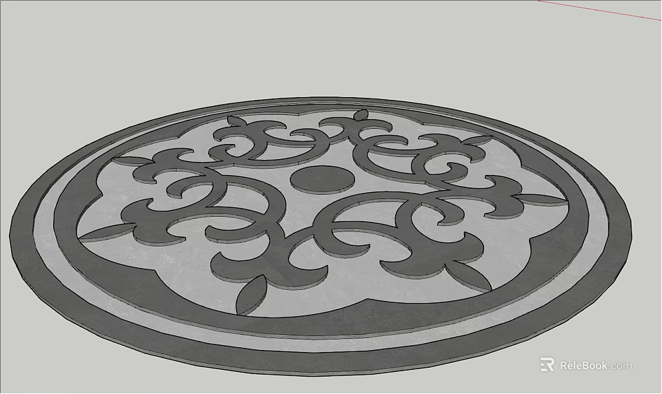 Ornate Circular Architectural Panel With Intricate Scroll Patterns And Central Motif 3d model