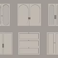 Various White Door Designs With Brass Handles And Different Panel Styles 3d model