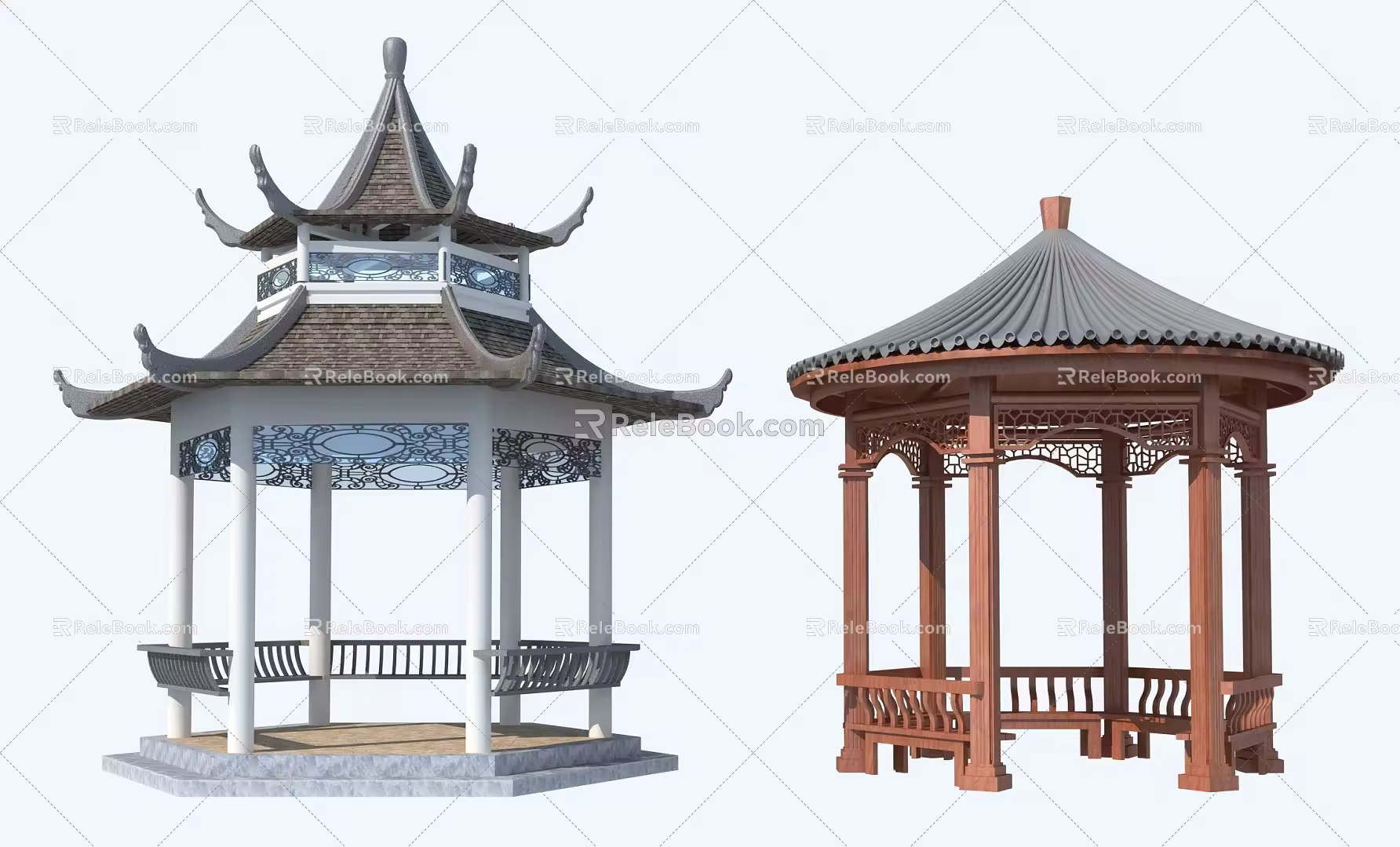pavilion stone pavilion scenery pavilion leisure pavilion 3d model