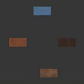 Red Blue and Brown Wooden Stools With Simple Design On Dark Background