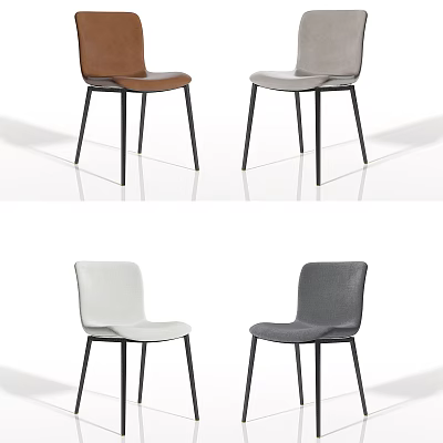 Modern Dining Chairs With Brown Light Grey White Dark Grey Colors And Black Metal Legs 3d model