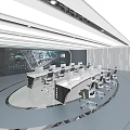 Modern Monitoring Room With Multiple Computer Monitors Control Consoles And Ergonomic Chairs