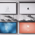 Modern projector screen combination 3d model