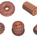 Various Delicious Chocolate Desserts Including Donut Roll Cupcake And Cakes