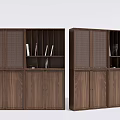 Modern Walnut Bookcases With Open Shelves Cabinet Doors And Storage Design