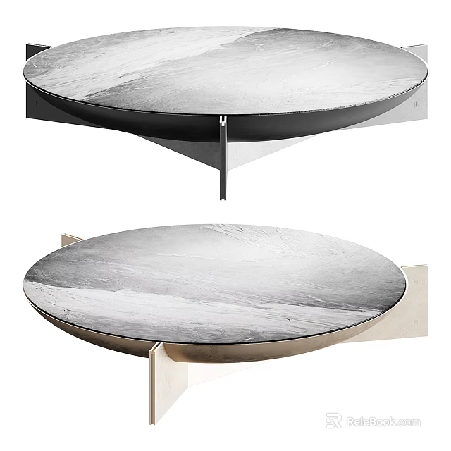 Modern Round Coffee Table Featuring Elegant Marble Top and Sleek Base Design 3d model