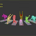 Kids Yoga Practice With Children Doing Various Poses On Colorful Mats