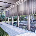 Modern Pergola Garden Landscape With Greenery Water Feature And Lawn Pathway