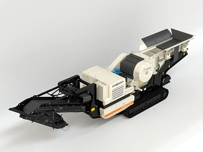 Tracked Mobile Functional Vehicle With Crushing Unit And Conveyor System For Construction 3d model