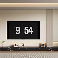 Modern Minimalist TV Wall Design With Beige Panel Black TV Marble Console And Light Strips