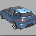 Blue SUV Car With Modern Front Grille And LED Headlights Design