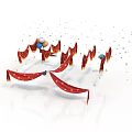 Red Drapes Festive Decor Arrangement With Star Ornaments And Blue Spheres