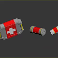 First Aid Kit and Medicine Bottles Featuring Red Cross as Essential Medical Devices