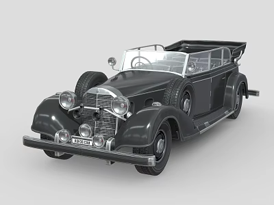 Vintage Black Convertible Car With Classic Design And Elegant Body Lines 3d model
