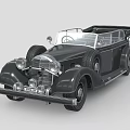Vintage Black Convertible Car With Classic Design And Elegant Body Lines