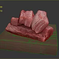 Fresh Raw Meat Cuts Placed On Wooden Cutting Board For Cooking