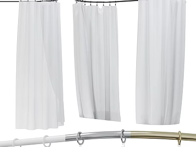 White Sheer Curtains Hanging On Modern Curtain Rods For Elegant Home Decor 3d model