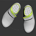 White Casual Shoes with Green Collar and Velcro Straps for Comfortable Everyday Wear