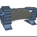 Heavy Duty Blue Metal Industrial Equipment With Cylindrical Body Square End Sections And Base Supports