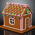 Cartoon Gingerbread House With Colorful Candy Roof Chimney Window And Striped Door