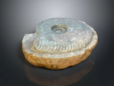 Natural Spiral Textured Decorative Fossil Ornament For Home Living Room 3d model