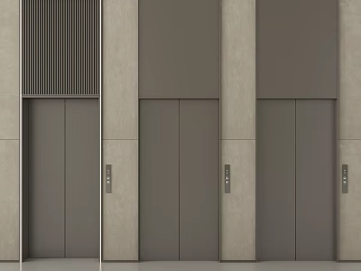 Modern Gray Elevator Doors Design In Building Interior With Three Units 3d model