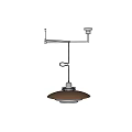 Modern Adjustable Arm Chandelier With Wooden Shade And Metal Bracket Design