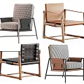 Modern Stylish Accent Chairs With Fabric Leather Upholstery And Wooden Metal Frames