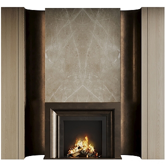 European fireplace marble background wall 3d model