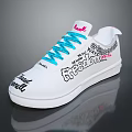 Stylish White Revell Sneakers With Blue Laces And Freestyle Bounce Text Designs