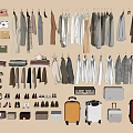 Stylish Variety of Hanging And Folded Clothes With Bags Shoes And Luggage