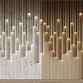 Modern Luxury Feature Wall Design With Marble Texture Wooden Strips And Embedded Lighting 3d model