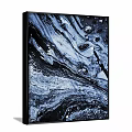 Abstract Wall Art Paintings With Wave Patterns Fluid Textures In Black White Gray Blue Silver 3d model