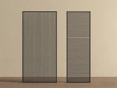 Modern Black Room Dividers With Vertical And Horizontal Stripes Design 3d model