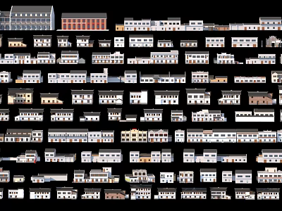 Various House Building Models With Different Architectural Styles And Designs 3d model