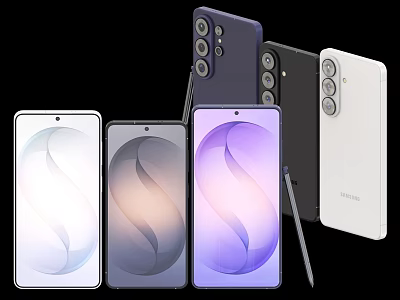 Smartphones Featuring Multiple Colors And Stylus Pen For Digital Use 3d model